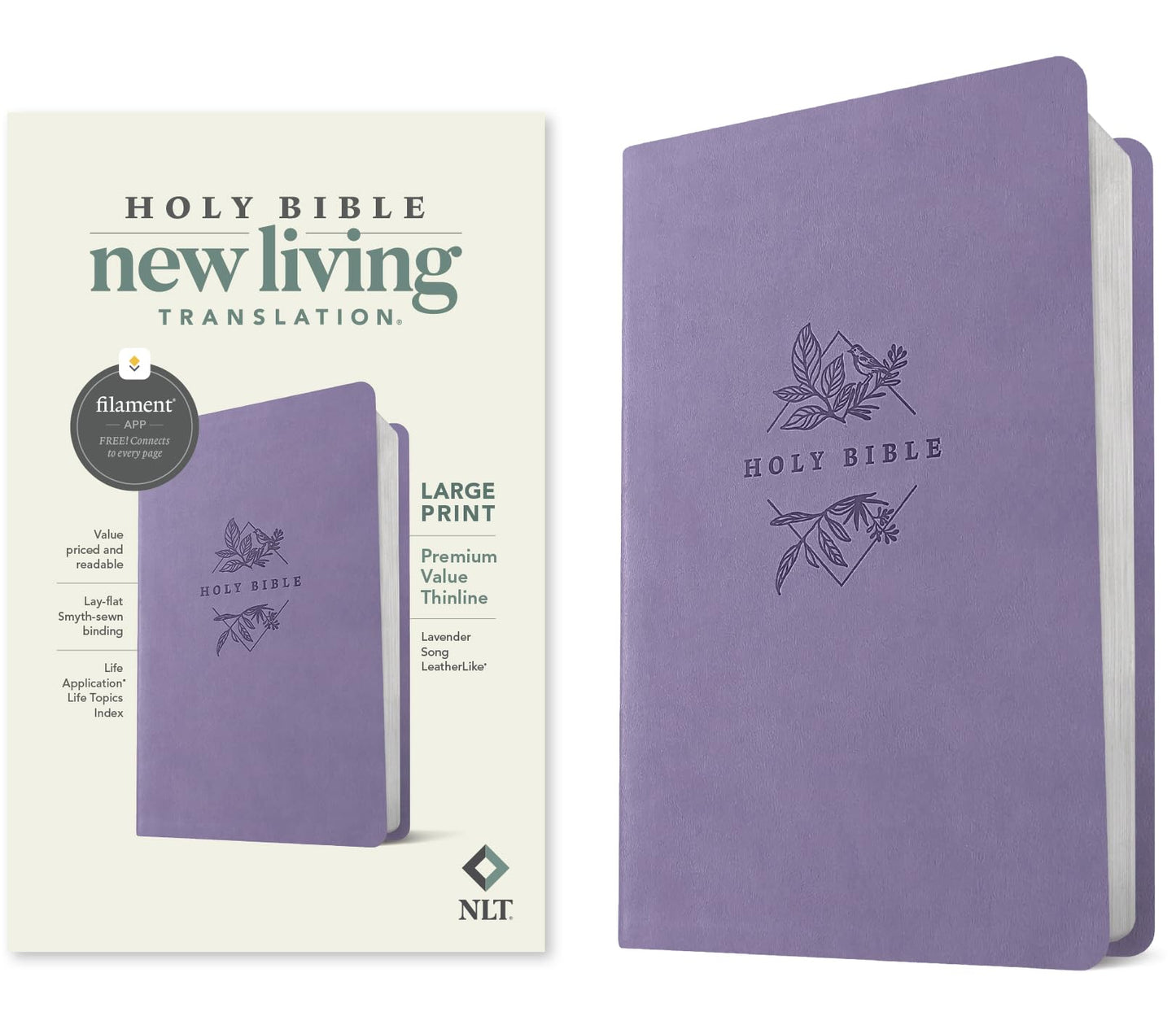 Libro: NLT Large Print Premium Value Thinline Bible, Filament Enabled (LeatherLike, Lavender Song)