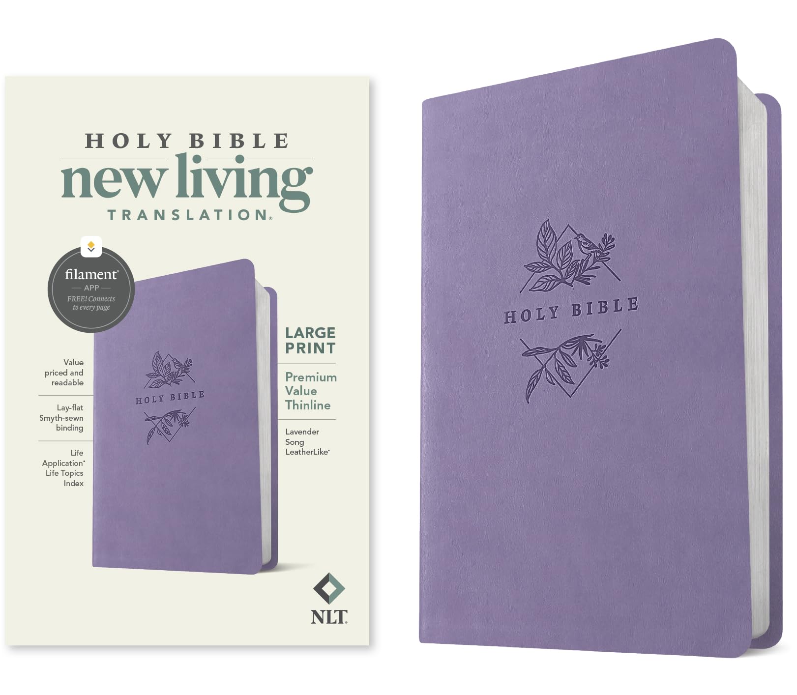 Libro: NLT Large Print Premium Value Thinline Bible, Filament Enabled (LeatherLike, Lavender Song)