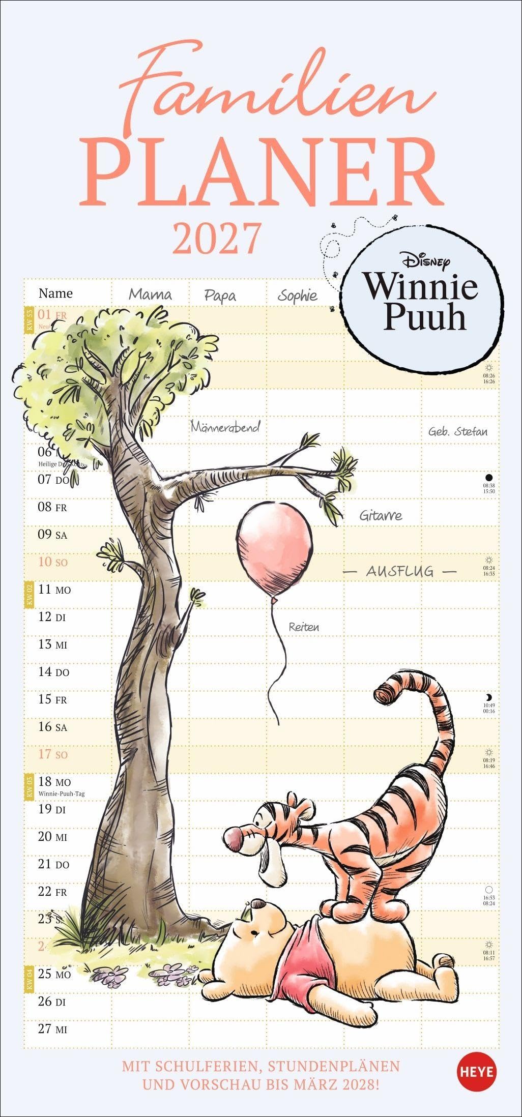 Libro: Winnie Puuh Familienplaner 2027: Terminkalender mit Abenteuern von Winnie Puuh und seinen Freunden. Praktischer Wandkalender mit 5 Spalten. Liebvoll illustrierter Wandplaner.