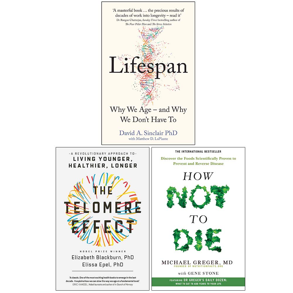 Libro: Lifespan [Hardcover], The Telomere Effect, How Not To Die 3 Books Collection Set