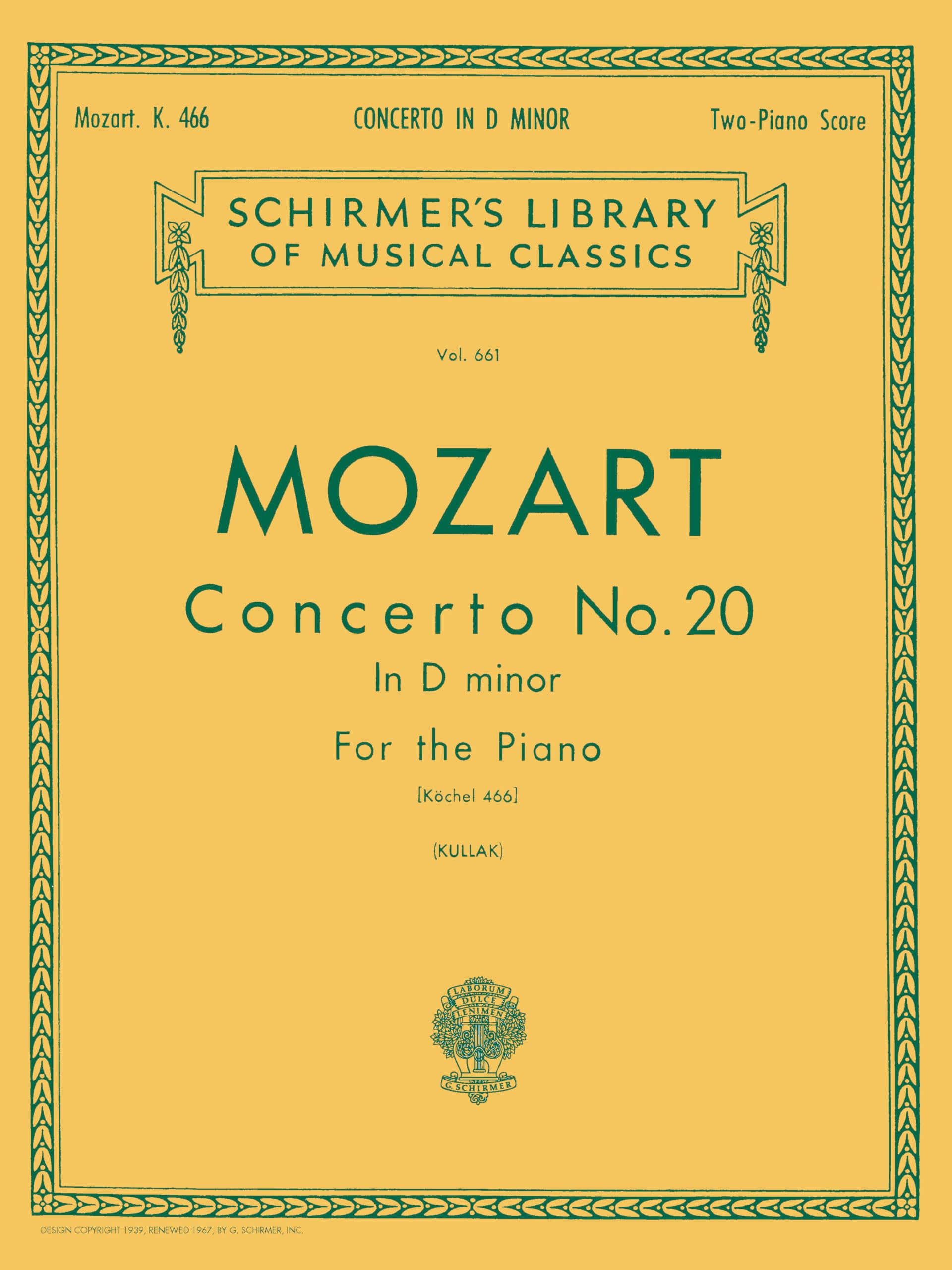 Libro: W.a. mozart: piano concerto no. 20 in d minor k.466 (2 piano score): Two Pianos, Four Hands