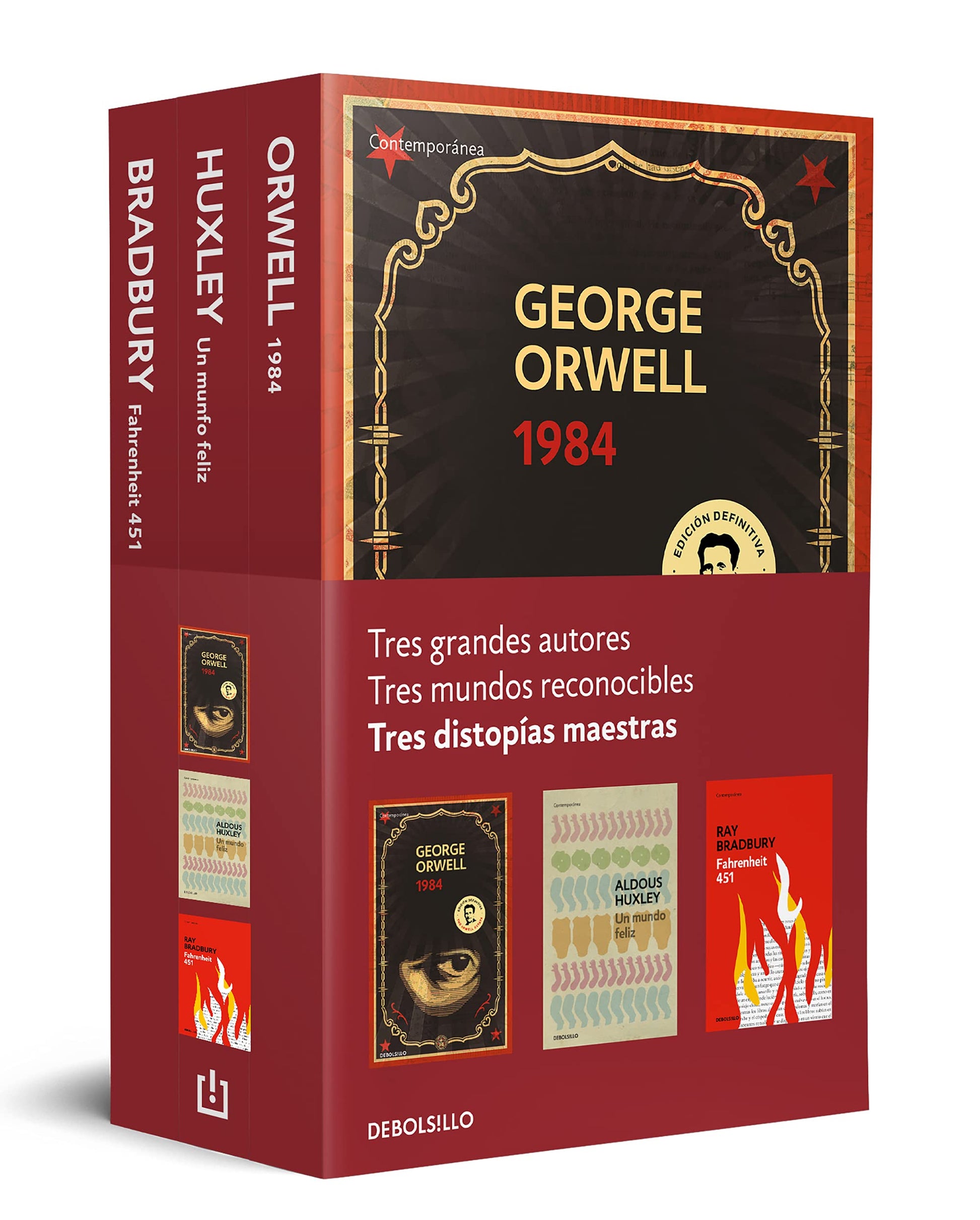 Distopías maestras (pack con: 1984 de Orwell | Un mundo feliz de Huxley | Fahrenheit 451 de Bradbury) (Contemporánea)
