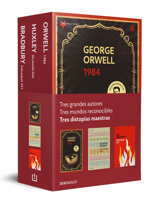 Distopías maestras (pack con: 1984 de Orwell | Un mundo feliz de Huxley | Fahrenheit 451 de Bradbury) (Contemporánea)