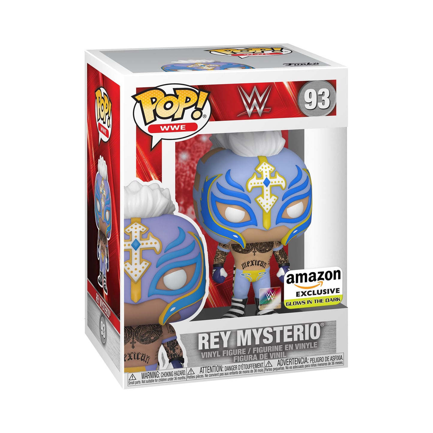 Funko POP WWE: Rey Mysterio, Brilla en la Oscuridad, Exclusivo Amazon, Multicolor, (58784)