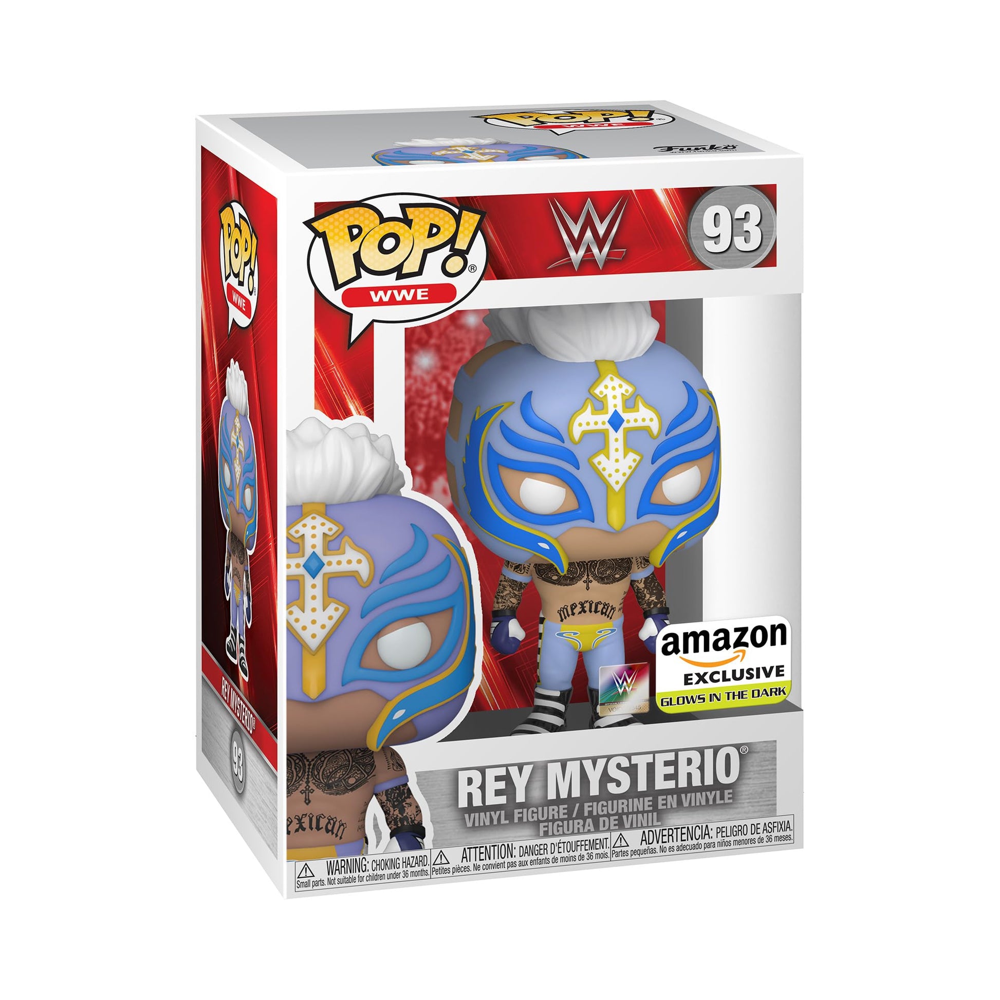 Funko POP WWE: Rey Mysterio, Brilla en la Oscuridad, Exclusivo Amazon, Multicolor, (58784)
