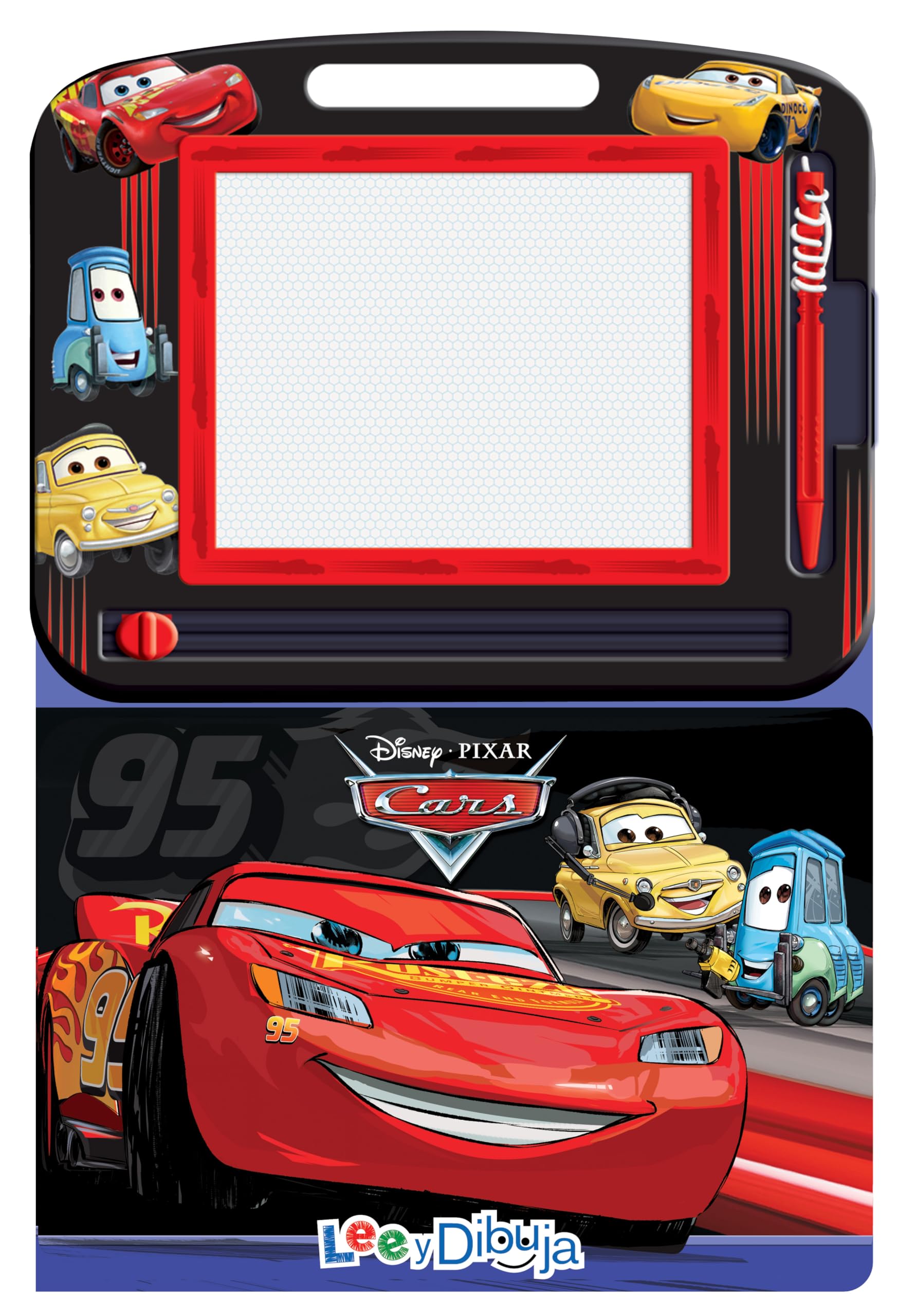 Libro: Disney - Pixar Cars Lee y Dibuja - Recursos de aprendizaje para niños, una pizarra magnética, un lápiz fácil de usar, libro de cuentos de 22 páginas