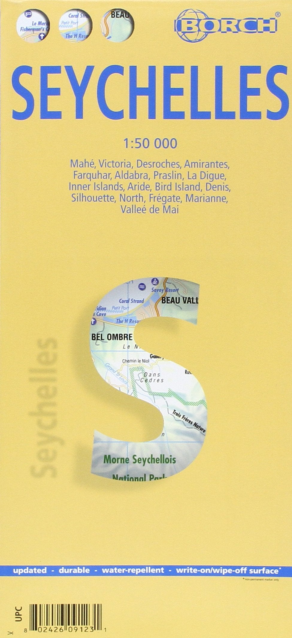 Libro: Mappa Borch Seychelles: Mahé, Victoria, Desroches, Amirantes, Farquhar, Aldabra, Praslin, La Digue, Inner Islands, Aride, Bird Island, Denis, ... Frégate, Marianne, Valleé de Mai (Borch Map)