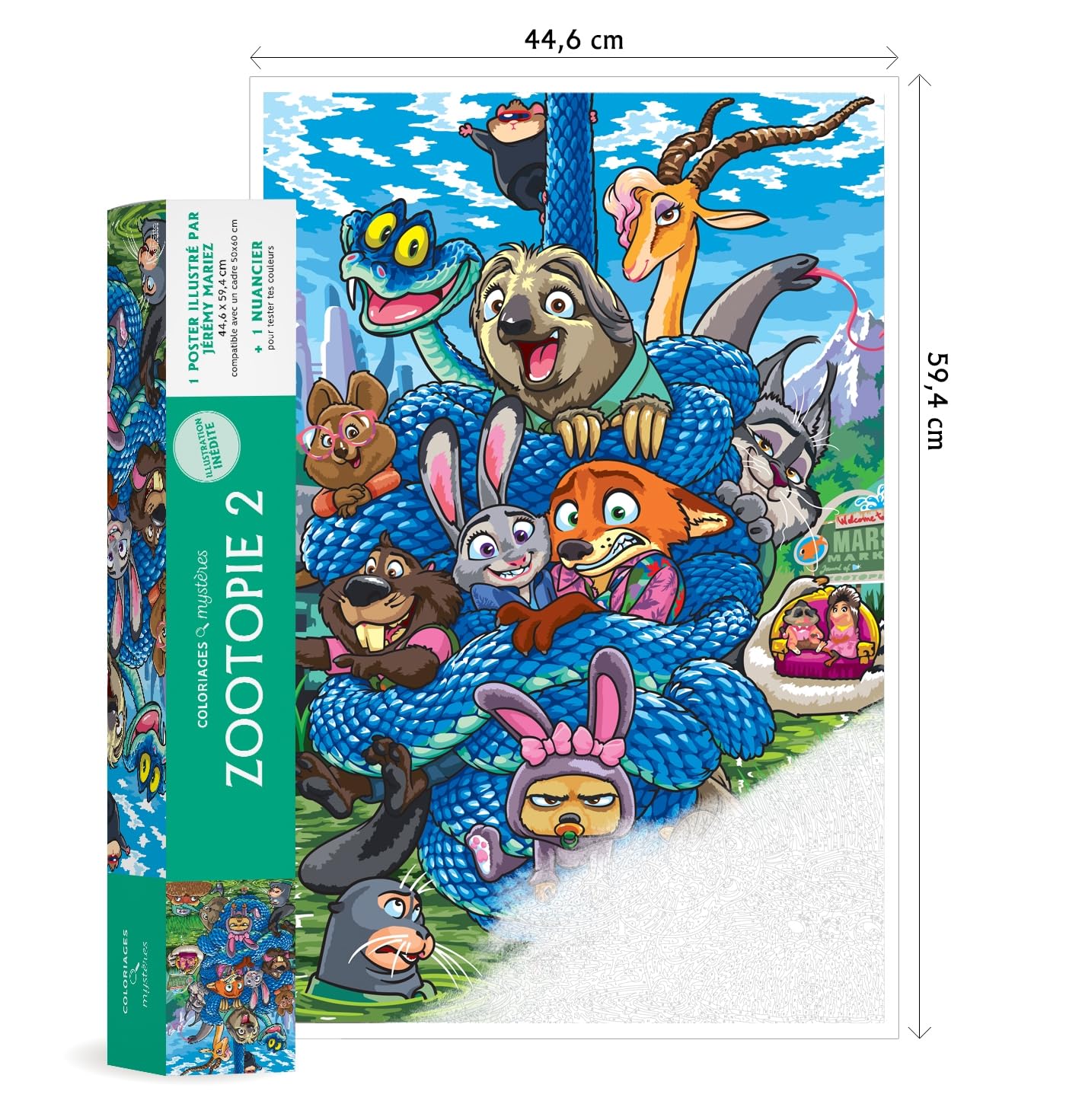 Libro: Coloriages mystères Zootopie 2: 1 poster illustré 44,6 x 59,4cm et 1 nuancier