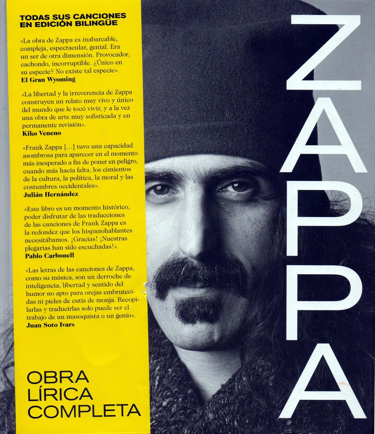 Libro: FRANK ZAPPA: OBRA LÍRICA COMPLETA. TODAS SUS CANCIONES EN EDICIÓN BILINGÜE