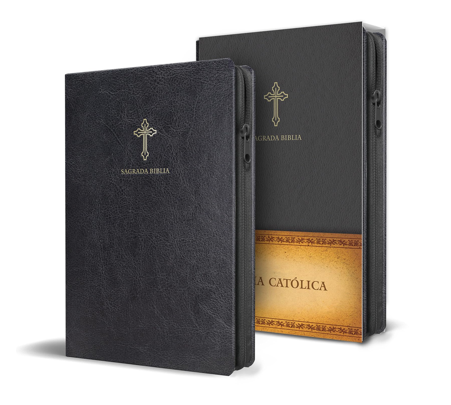 Libro: Biblia Católica en español. Símil piel negro, con cremallera, tamaño compacto / Catholic Bible. Spanish-Language, Leathersoft, Black, Zipper Compact (Spanish Edition)