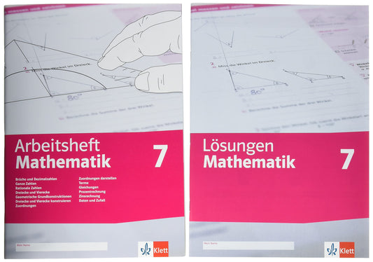 Arbeitsheft Mathematik 7. Brüche, Dezimalzahlen, Terme, Gleichungen, Zuordnungen, Prozent- und Zinsrechnung, Dreiecke, Vierecke, Daten, Zufall: Arbeitsheft mit Lösungsheft Klasse 7