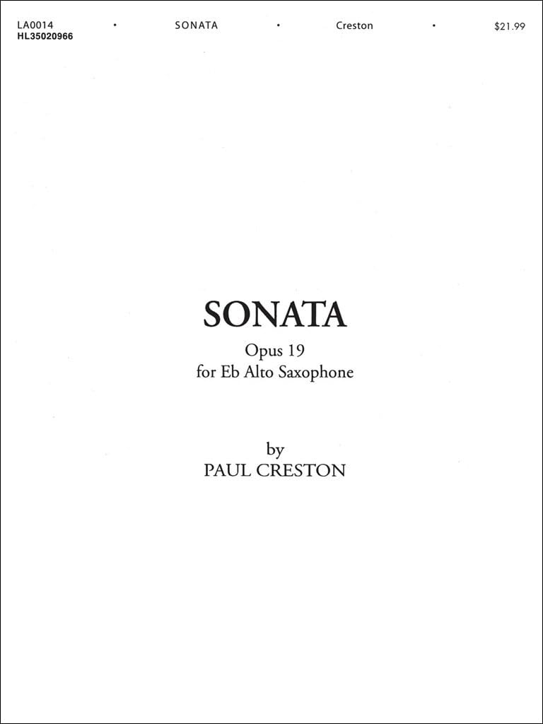 Libro: CRESTON - Sonata Op.19 for Saxofon Mib and Piano