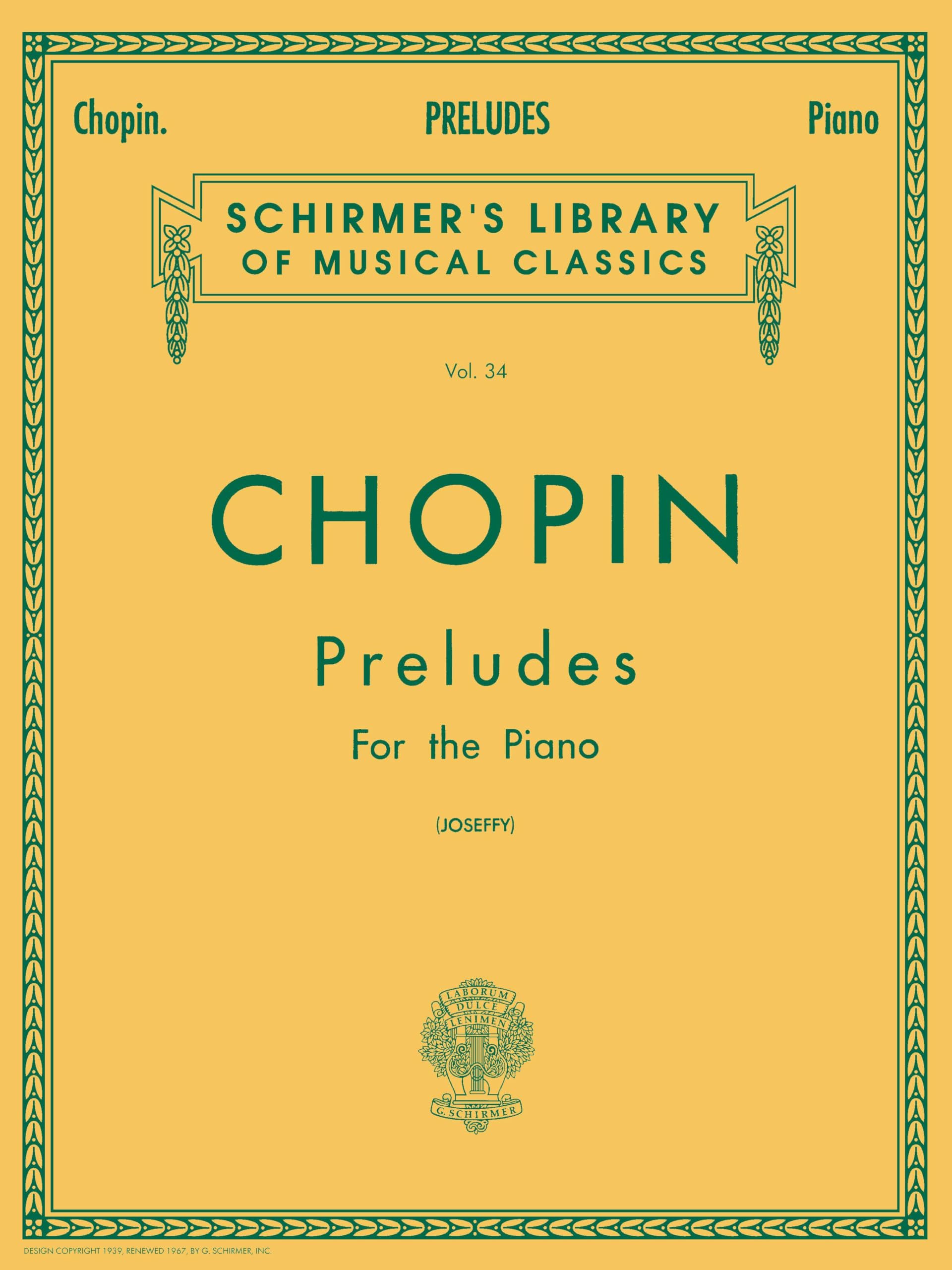 Libro: Frederic chopin: preludes for the piano piano: Schirmer Library of Classics Volume 34 Piano Solo (Schirmer's Library of Musical Classics)