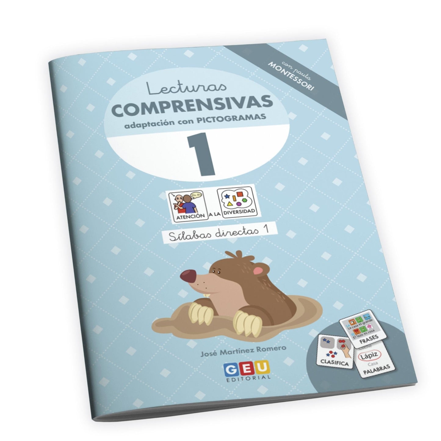 Libro: APRENDER A LEER Y ESCRIBIR | Lectoescritura 5 años | Lecturas Comprensivas 1 Editorial GEU con Pictogramas - Pauta Montessori - Sílabas Directas 1 | Lecturas Comprensivas GEU
