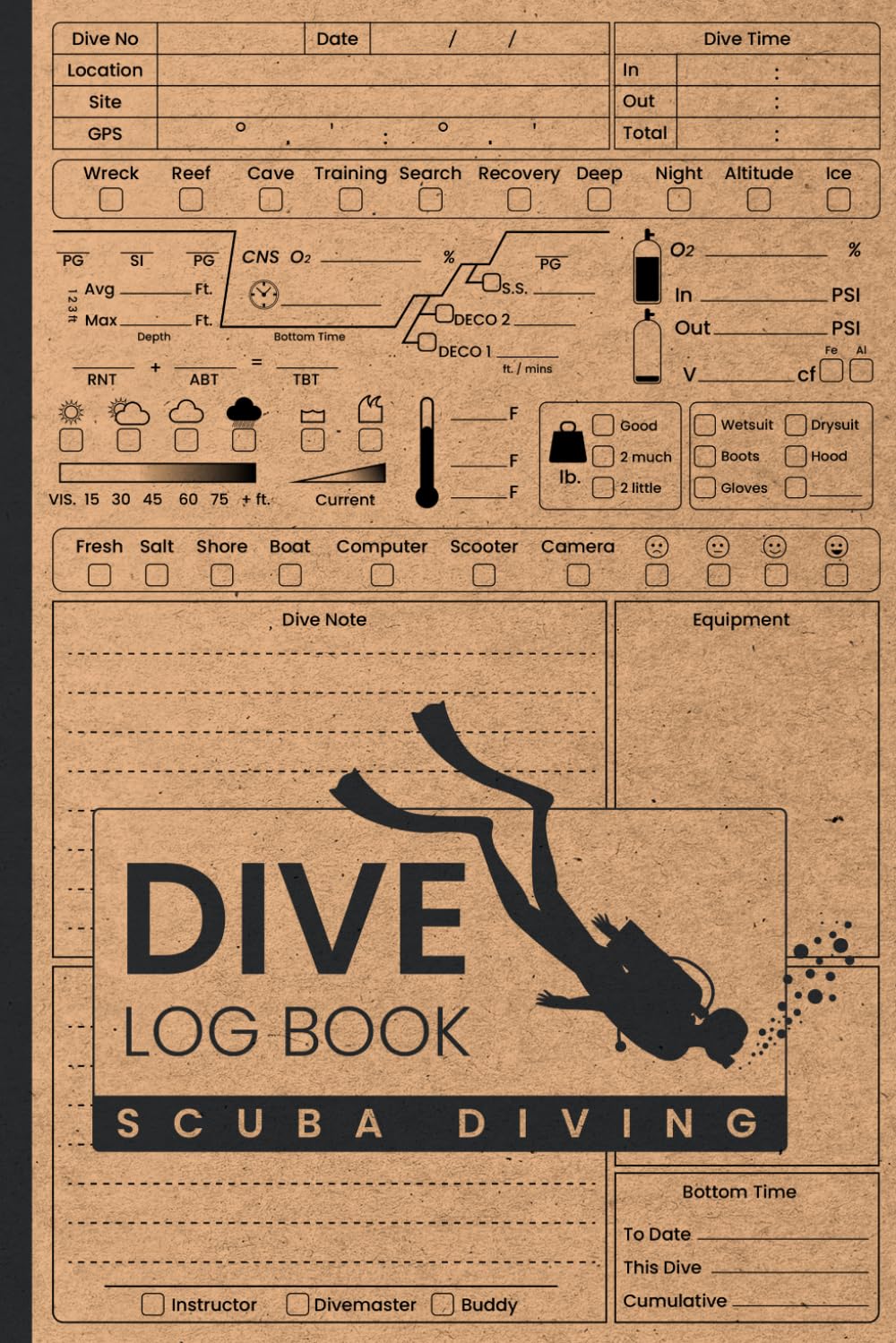 Libro: Dive Log Book Scuba Diving: Ideal Diving Logbook for all levels | 100 + Dive Log Pages | Make Underwater Memories and Track your Dives (Scuba Diving Gifts)