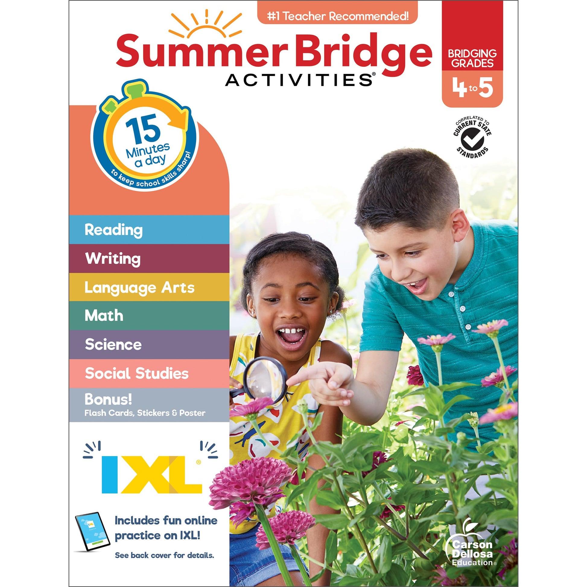 Libro: Summer Bridge Activities 4th to 5th Grade Workbooks All Subjects, Math, Language Arts, Reading Comprehension, Science, Social Studies, Writing, Fitness, Flash Cards, Stickers and More