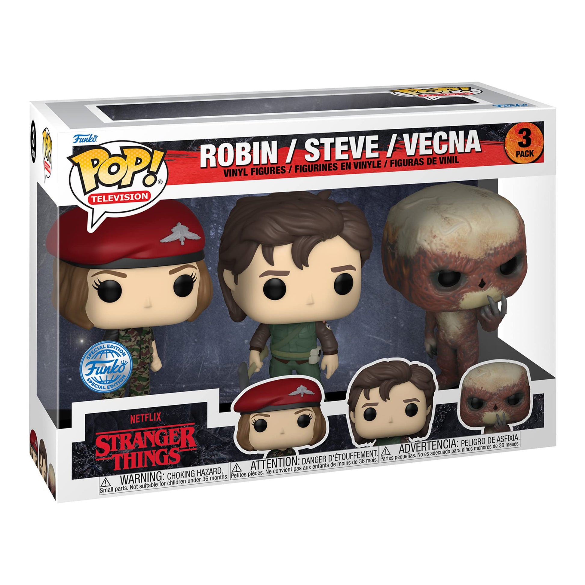 Funko Pop! TV: Stranger Things - Robin, Steve & Vecna Special Edition Multicolor Exclusivo Pack de 3 Vinyl Figures