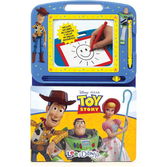 Disney - Pixar Toy Story Lee y Dibuja - Recursos de aprendizaje para niños, una pizarra magnética, un lápiz fácil de usar, libro de cuentos de 22 páginas