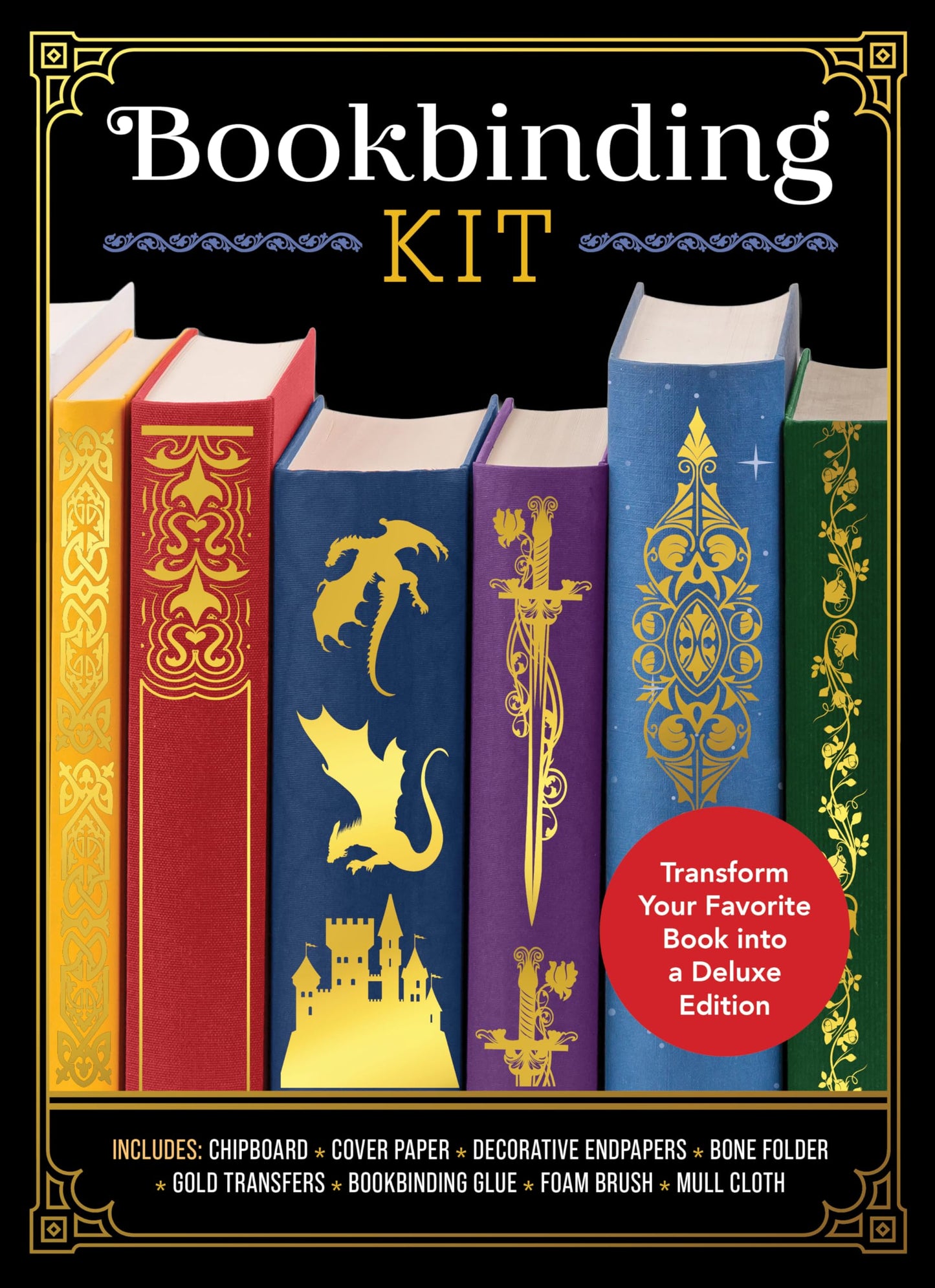 Libro: Bookbinding Kit: Transform Your Favorite Book into a Deluxe Edition - Includes: Chipboard, Cover Paper, Decorative Endpapers, Bone Folder, Gold Transfers, Bookbinding Glue, Foam Brush, Mull Cloth