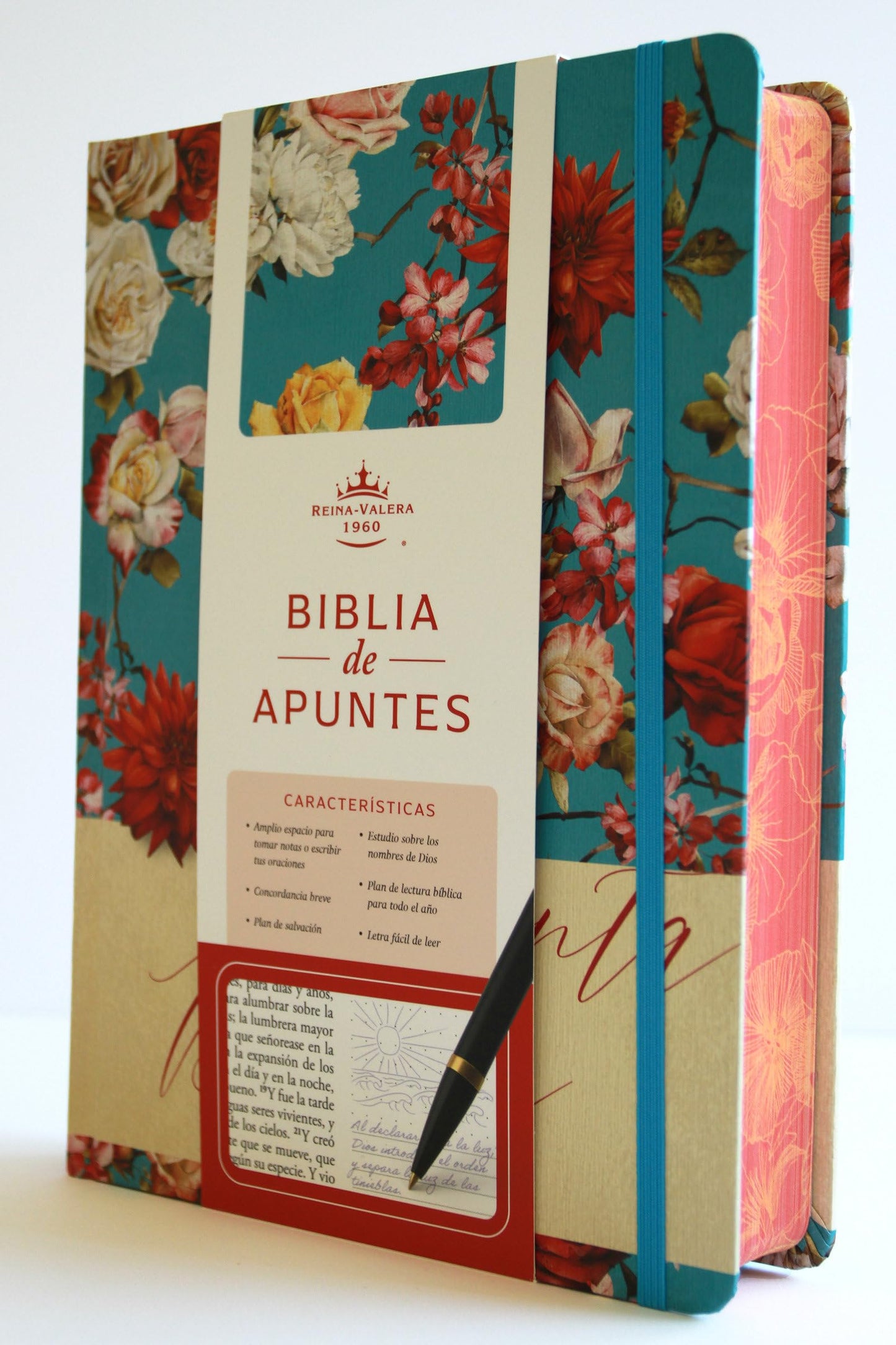 Libro: Biblia de Apuntes RVR 1960 Tapa dura, Azul celeste con flores (Edición cantos pintados) / Spanish Journaling Bible RVR 1960 Hardcover Light Blue with Flowers (Spanish Edition)