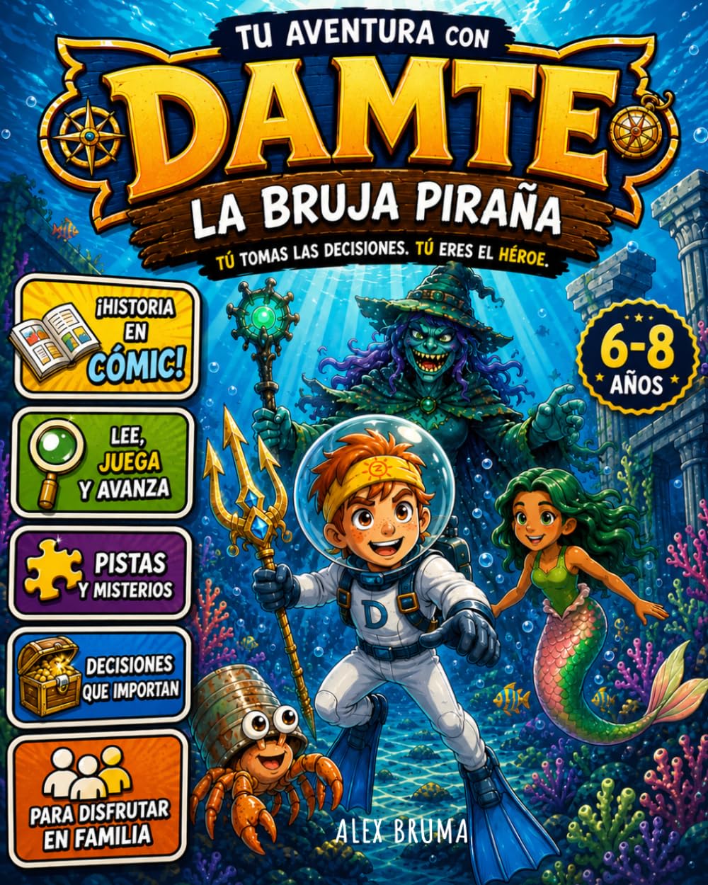 Libro: TU AVENTURA CON DAMTE: Un viaje bajo el mar | Libro-juego interactivo con 20 misiones para niños de 6 a 8 años (Spanish Edition)