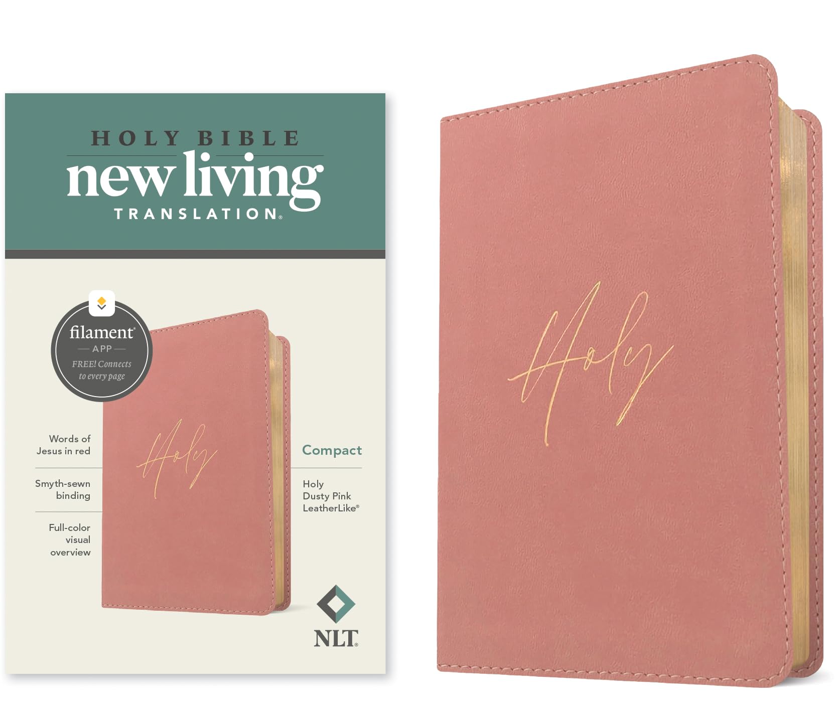 Libro: NLT Compact Bible, Filament Enabled (LeatherLike, Holy Dusty Pink, Red Letter)