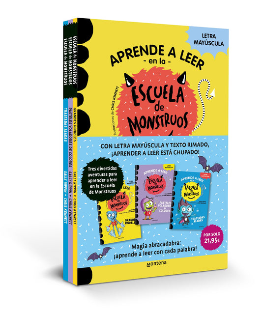Aprender a leer en la Escuela de Monstruos - Pack con los libros 4, 5 y 6: En letra MAYÚSCULA (libros para niños a partir de 5 años) (Montena)
