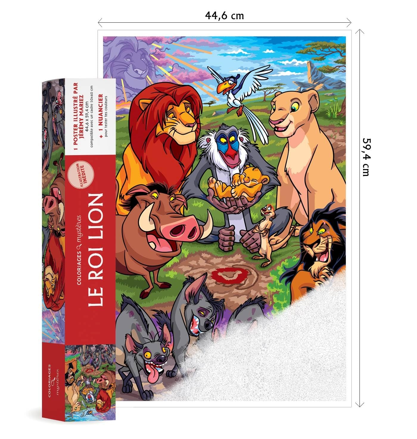 Libro: Coloriages mystères Le Roi Lion: 1 poster 44,6 x 59,4 cm et 1 nuancier