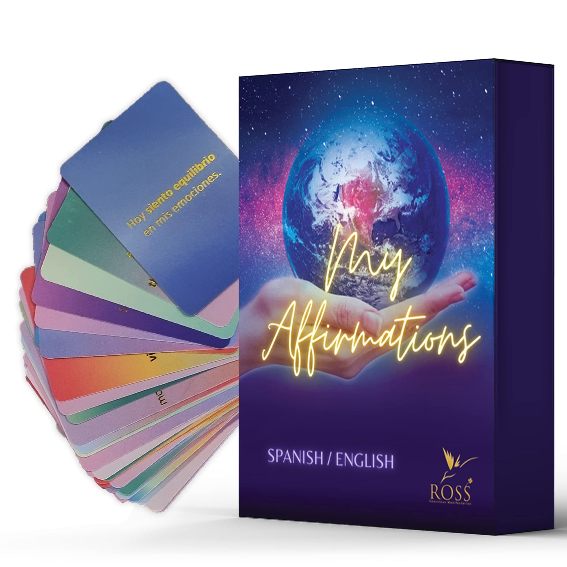 Libro: Ross Manifestation Daily Affirmation Cards With Thought-Provoking & Empowering Decrees, Meditation, Motivation & Inspiration – Gratitude for Manifestation -50 Cards- English/Spanish