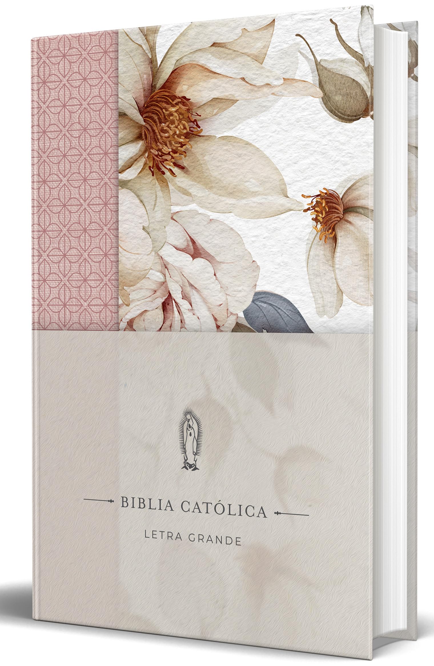 Libro: La Biblia Católica: Edición letra grande. Tapa dura, Tela rosada con flores / Catholic Bible: Large Print, Hard Cover, Pink Cloth with flowers (Spanish Edition)