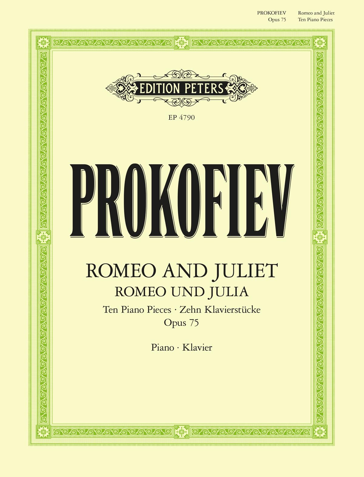 Libro: Romeo and Juliet. Ten pieces for Piano (1937) für Klavier solo op. 75 -Romeo und Julia, zehn Klavierstücke-: Klavierauszug