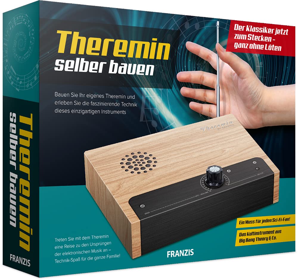 Libro: FRANZIS 67105 – Construir Theremin tú mismo – Kit de construcción sin soldadura – construir y tocar el icónico instrumento musical incluye placa Theremin, altavoz, etc.
