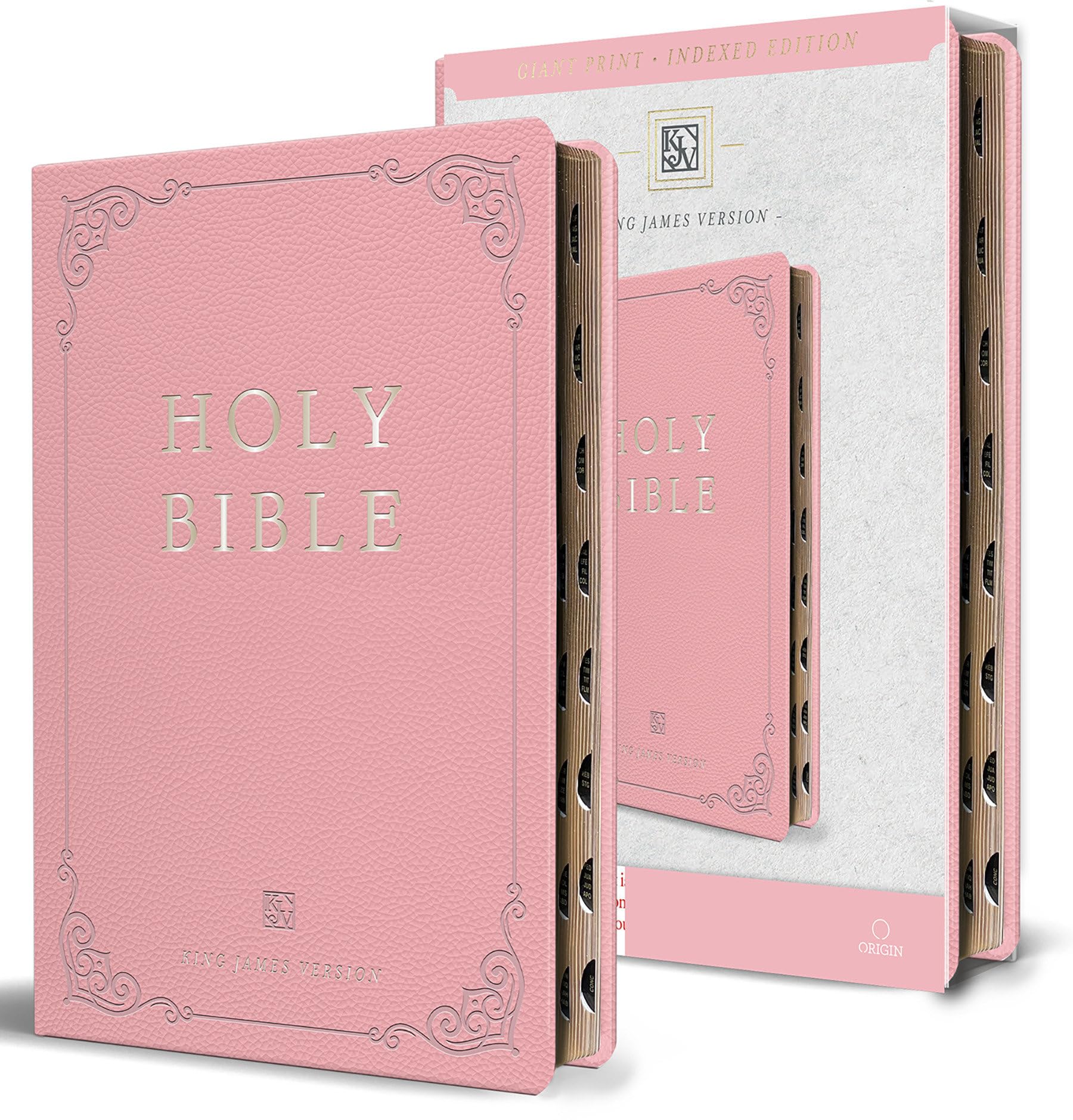 Libro: KJV Holy Bible, Giant Print Thinline Large format, Pink Premium Imitation Leathe r with Ribbon Marker, Red Letter, and Thumb Index: King James ... Index (KJV Large Size Giant Print Editions)