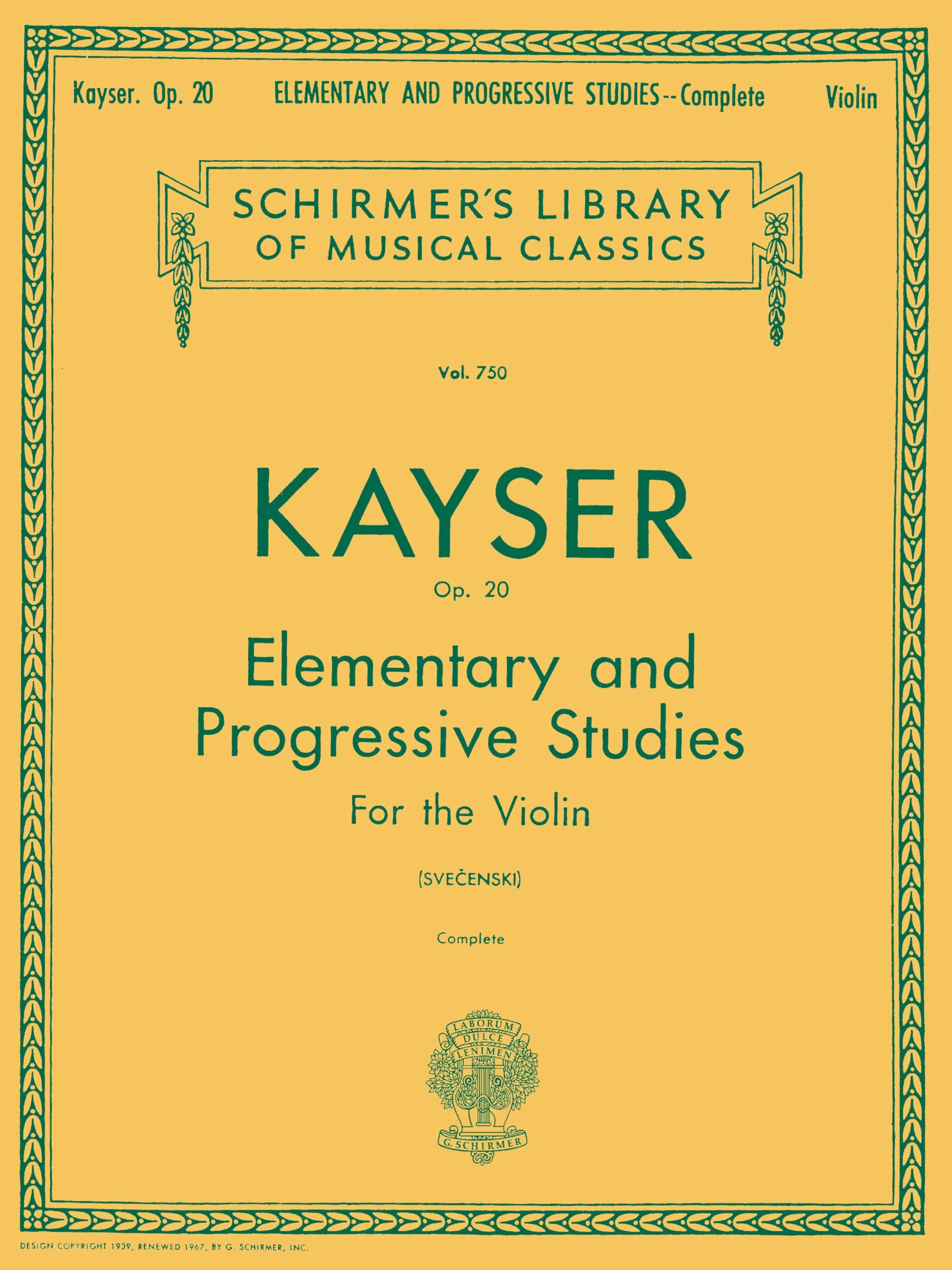 Libro: Heinrich ernst kayser : 36 elementary & progressive studies, op. 20 - violon: Complete
