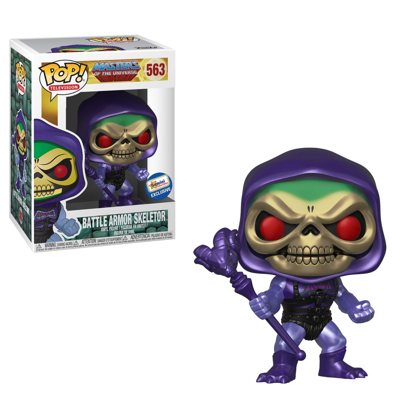 Funko Pop! Series Masters of The Universe: Metálico Battle Armor Skeletor Gemini Collectibles Exclusivo Figura de Vinilo