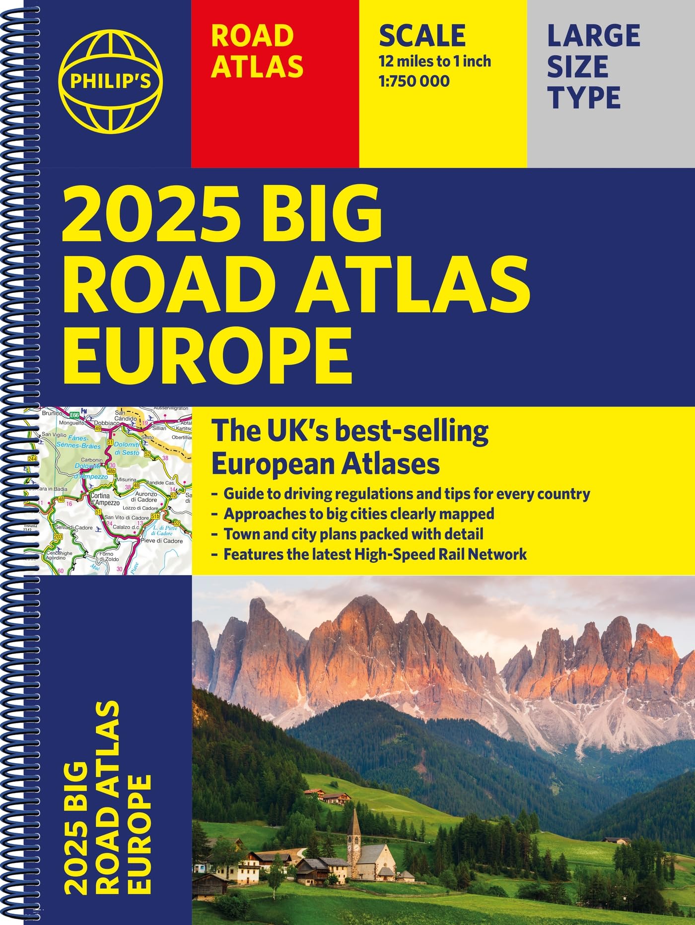 Libro: 2025 Philip's Big Road Atlas of Europe: (A3 Spiral Binding) (Philip's Road Atlases)