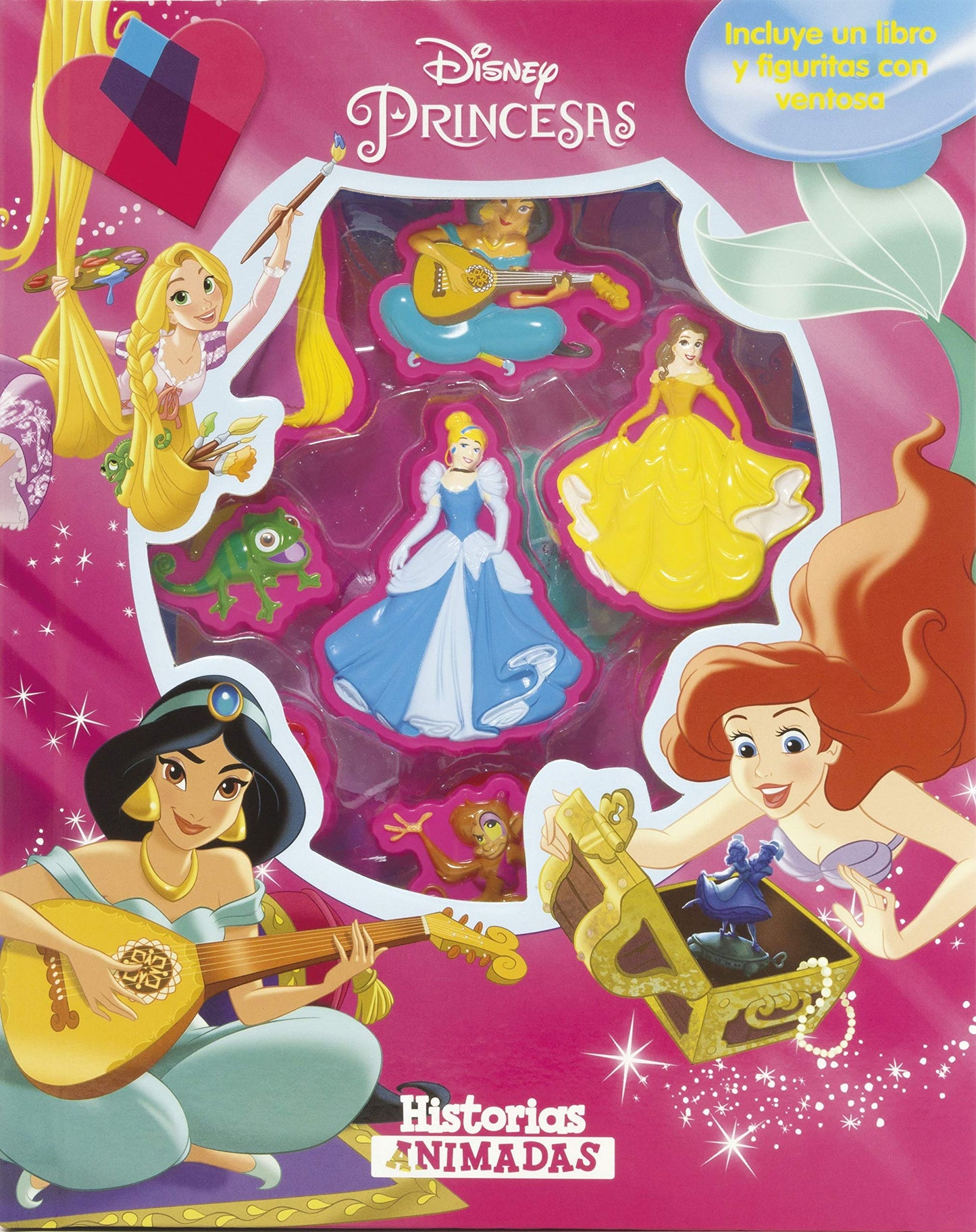 Libro: Princesas. Historias animadas: Incluye un libro y figuritas con ventosa