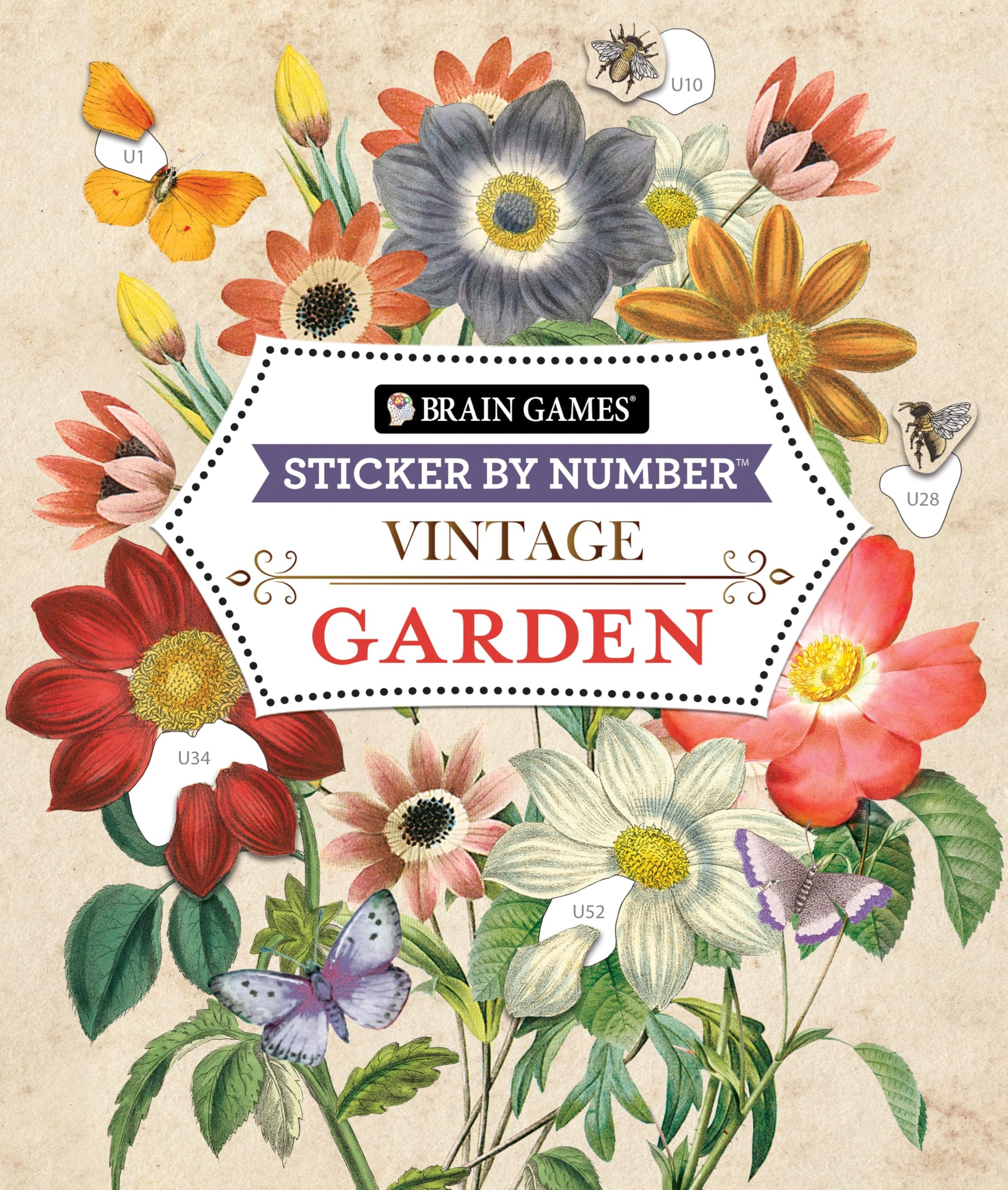 Libro: Brain Games - Sticker by Number - Vintage: Garden (28 Images to Sticker)