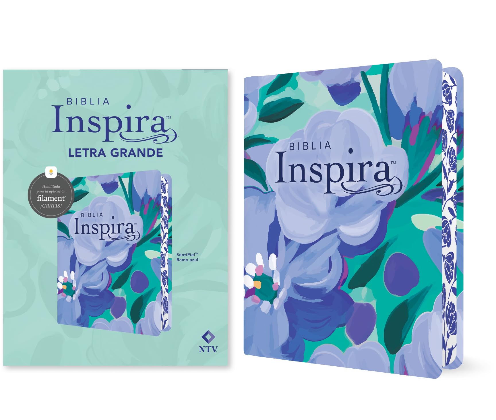 Libro: Biblia Inspira NTV, letra grande con Filament (SentiPiel, Ramo azul) (Spanish Edition)