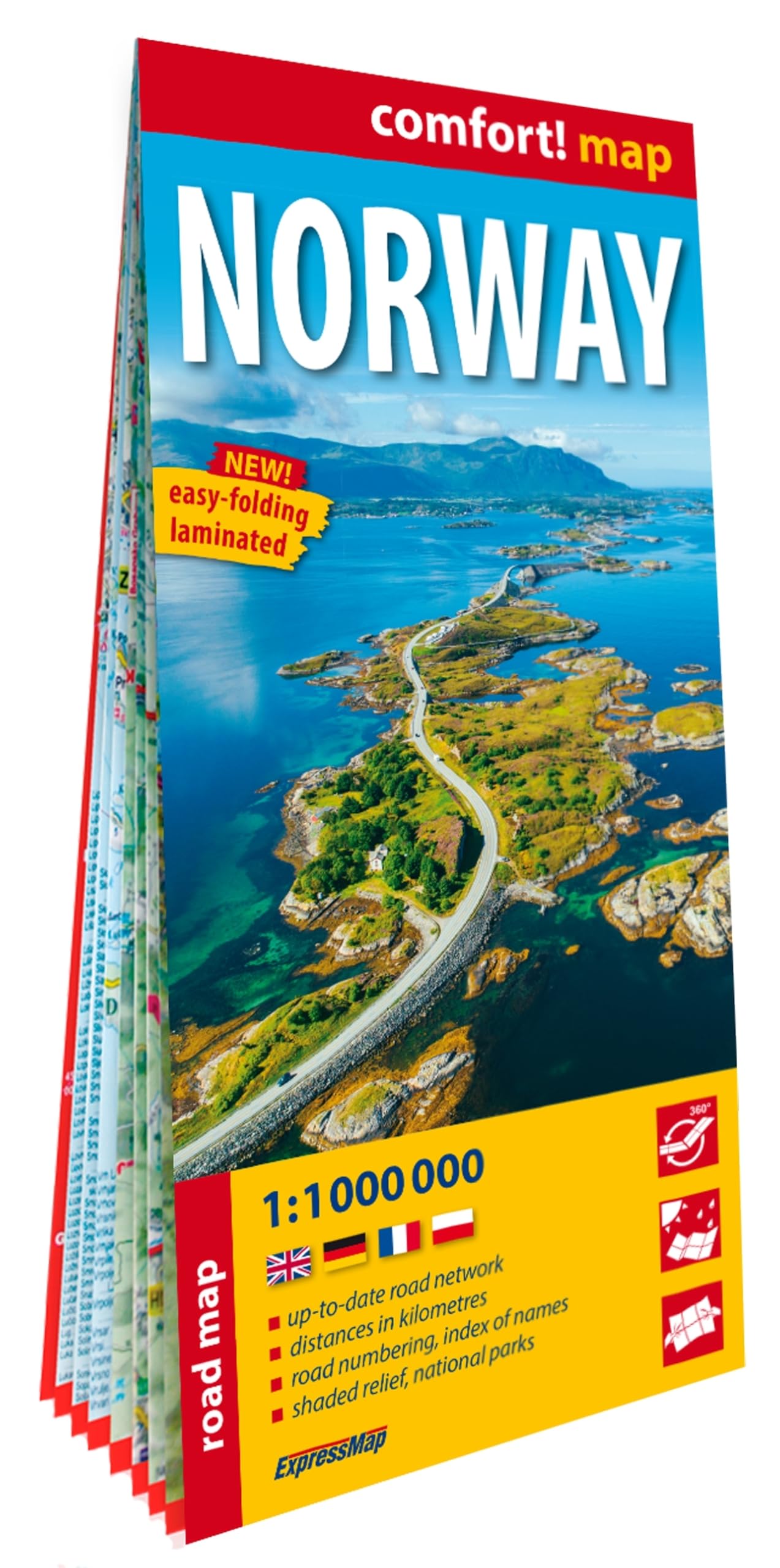 Libro: Norvège 1/1.000.000 (carte grand format laminée). Norway (Carte Laminée Routière et Touristique Comfort! Map)