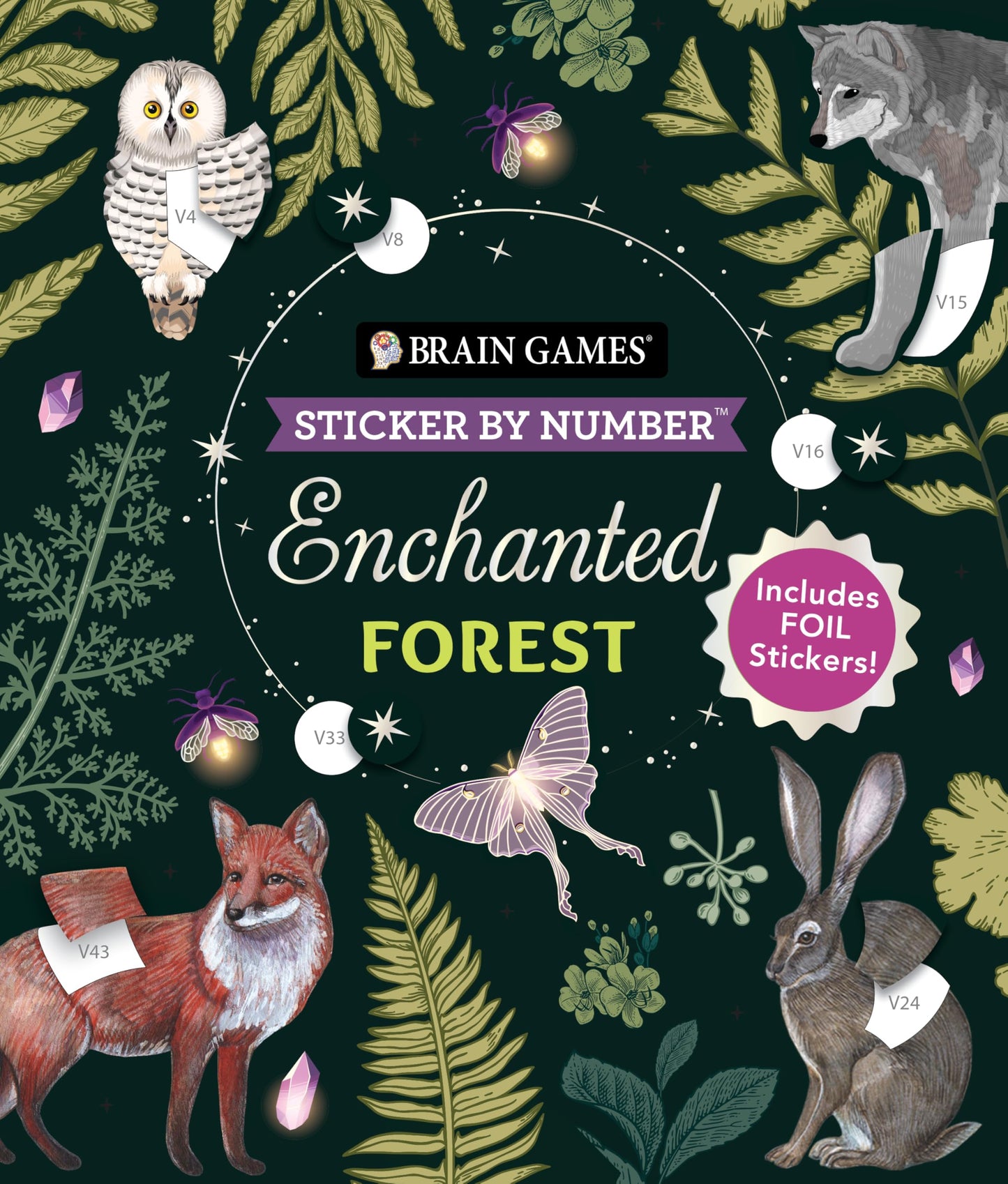 Libro: Brain Games - Sticker by Number: Enchanted Forest (24 Images to Sticker): Includes 2 Foil Sticker Sheets to Complete Each Image!