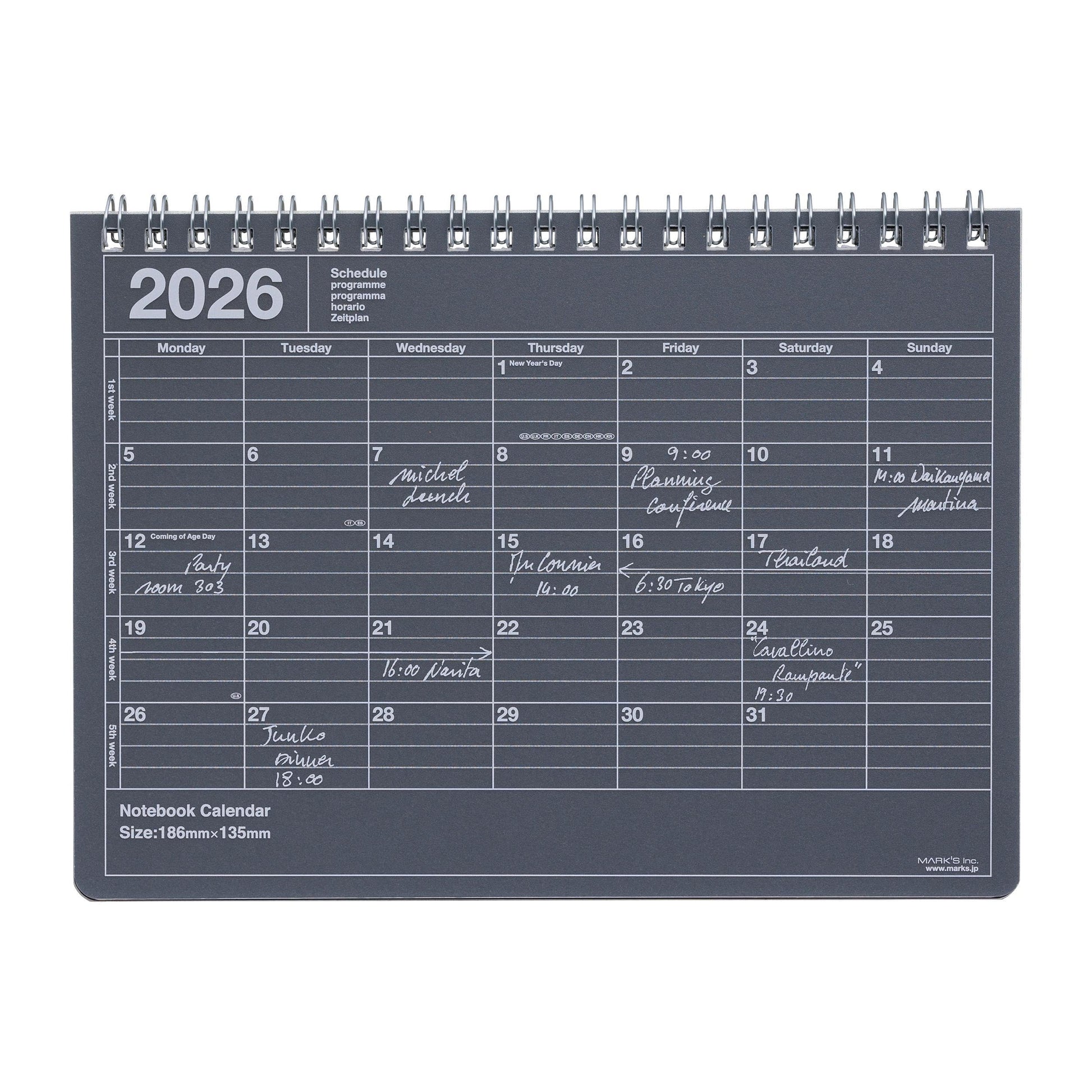 Libro: MARK'S 2026 Tischkalender, S // Black