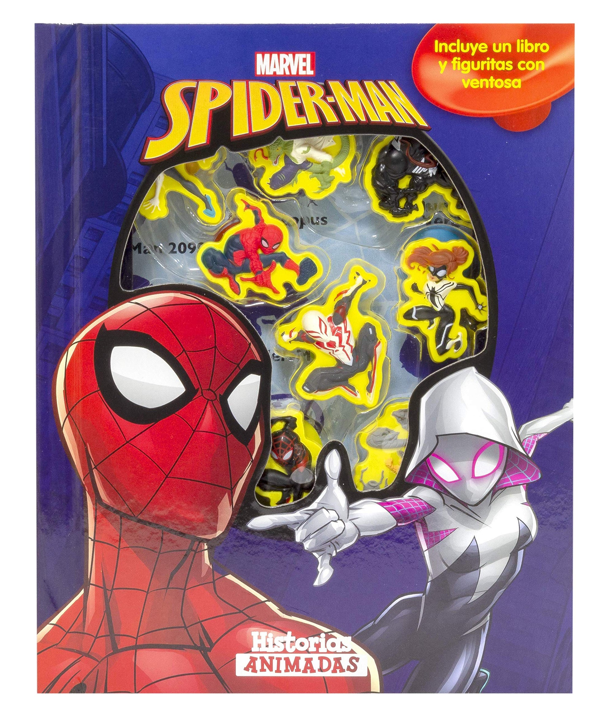 Libro: Spider-Man. Historias animadas: Incluye un libro y figuritas con ventosa