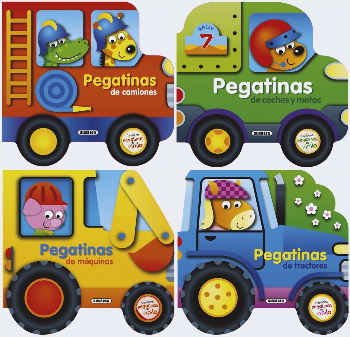 Libro: Construye vehículos con pegatinas de vinilo (4 títulos)