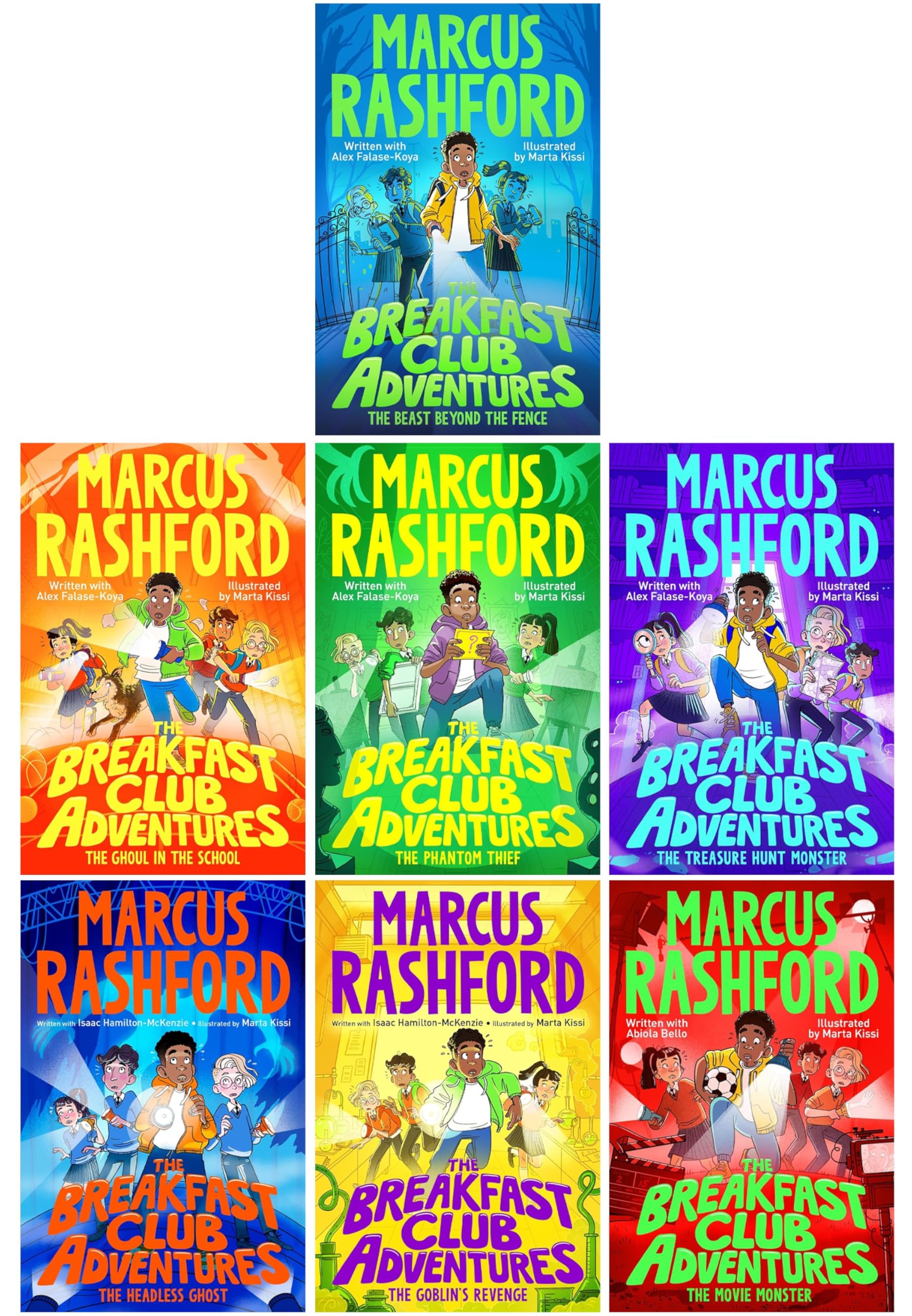 Libro: The Breakfast Club Adventures by Marcus Rashford 7 Books Set (The Beast Beyond the Fence, The Ghoul in the School, The Phantom Thief, The Treasure Hunt Monster, The Goblin's Revenge & Two More...)