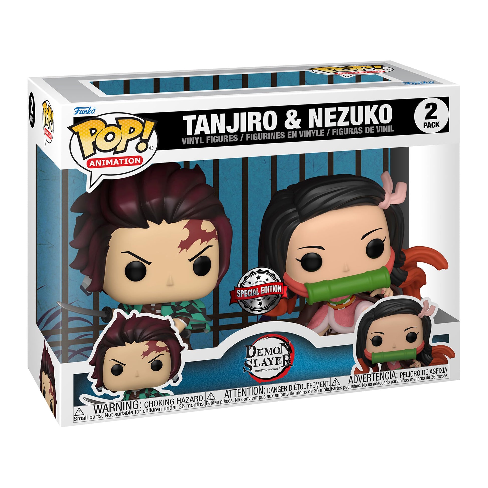 Funko Pop: Demon Slayer: Kimetsu no Yaiba: Kimetsu no Yaiba Pack 2 POP! Animation Vinyl Figurines Tanjiro & Nezuko cm
